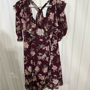 Torrid Burgundy Floral Backless Dress